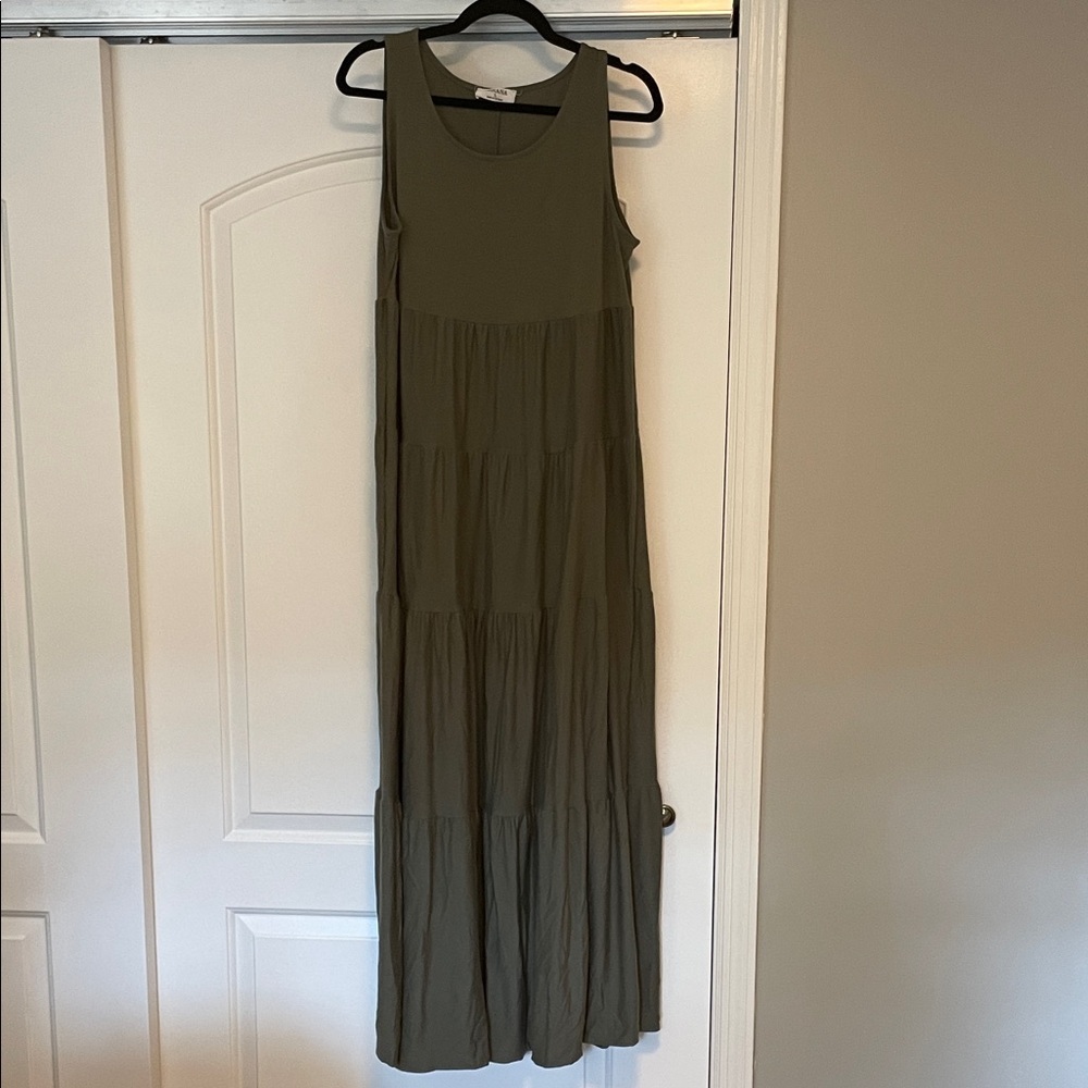NWOT! Zenana Olive Green Tiered Tank Top Tiered Maxi Dress